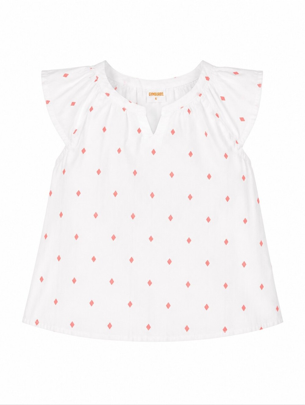 Gymboree Kids Cotton Blouse White Pink Spring Summer Girls Size 6